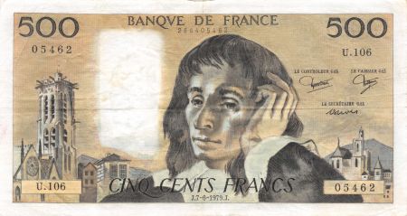 France 500 Francs Pascal - 07-06-1979 - Série U.106 - TTB