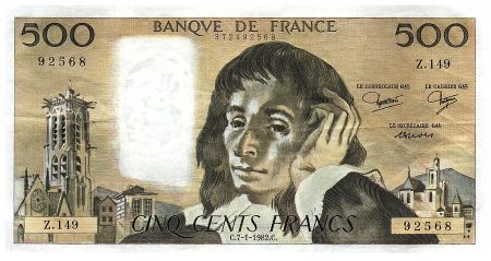 France 500 Francs Pascal - 07.01.1982 - Série Z.149 - Fay.71.26
