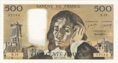 France 500 Francs Pascal - 08-01-1970 Série N.19