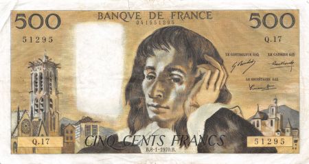 France 500 Francs Pascal - 08-01-1970 Série Q.17 - TTB