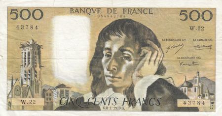 France 500 Francs Pascal - 08-01-1970 Série W.22 - TTB
