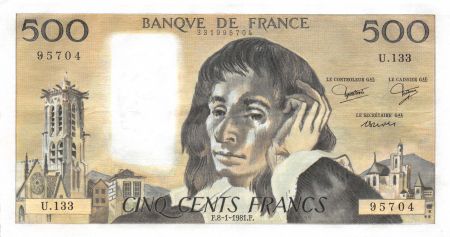France 500 Francs Pascal - 08-01-1981 - Série U.133 - SUP