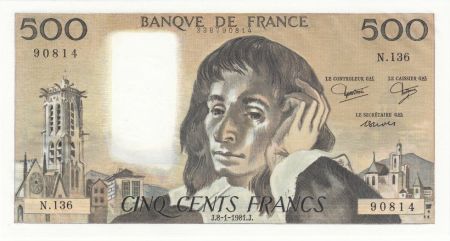 France 500 Francs Pascal - 08-01-1981 Série N.136