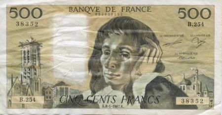 France 500 Francs Pascal - 08-01-1987 Série B.254 - TB