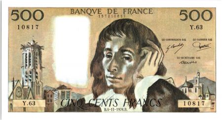 France 500 Francs Pascal - 1976 - Y.63