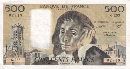 France 500 Francs Pascal - 22-01-1987 - Série G.255