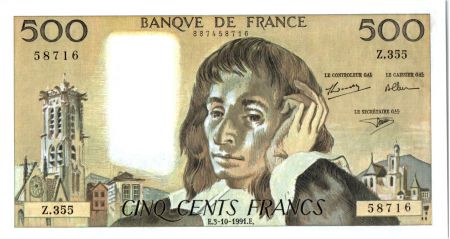 France 500 Francs Pascal - 3-10-1991 - Z.355