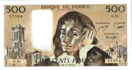 France 500 Francs Pascal - 6-11-1975 - G.51