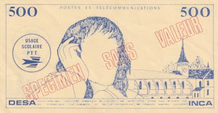 France 500 Francs Pascal - Desa - Inca - Postes et télécommunications - Sans valeur