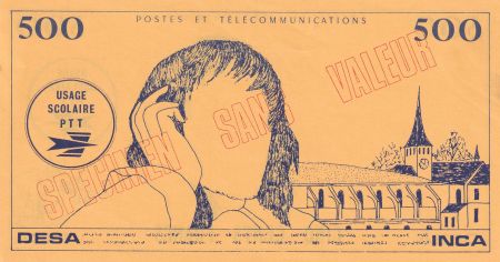 France 500 Francs Pascal - Desa Inca PTT - Postes et télécommunications - Sans valeur