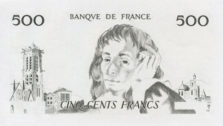 France 500 Francs Pascal - Epreuve taille douce uniface - P.NEUF