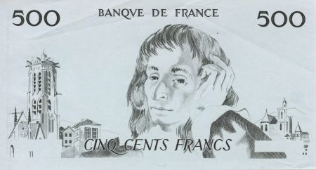 France 500 Francs Pascal - Epreuve taille douce uniface - SUP
