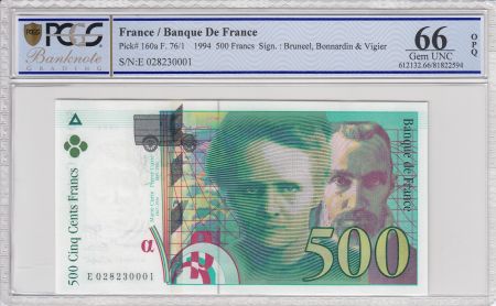 France 500 Francs Pierre et Marie Curie - 1994 - PCGS 66OPQ