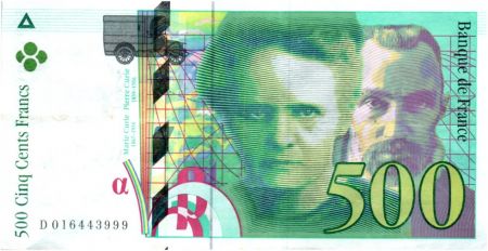 France 500 Francs Pierre et Marie Curie - 1994 à 1998 - séries variées