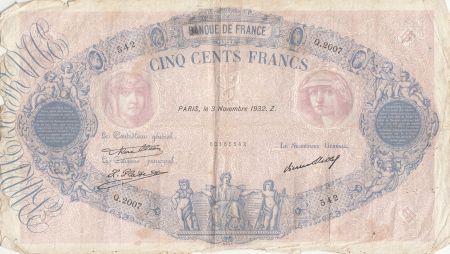 France 500 Francs Rose et Bleu - 03-11-1932 - Série Q.2007