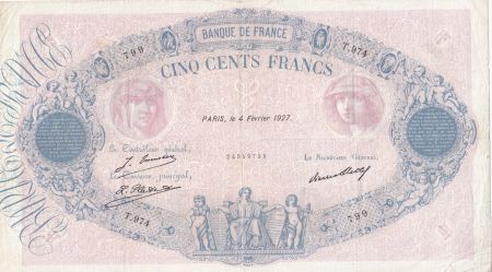 France 500 Francs Rose et Bleu - 04-02-1927 - Série T.974