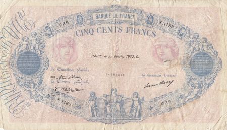 France 500 Francs Rose et Bleu - 05-02-1932 - Série T.1783