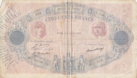 France 500 Francs Rose et Bleu - 05-07-1929 - Série A.1138