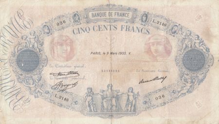 France 500 Francs Rose et Bleu - 09-03-1933 Série L.2148