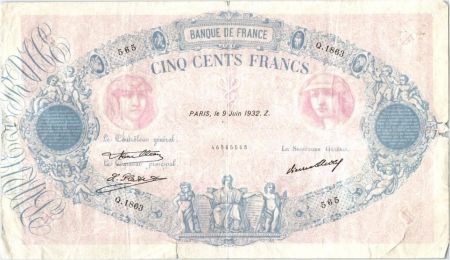 France 500 Francs Rose et Bleu - 09-06-1932 Série Q.1863