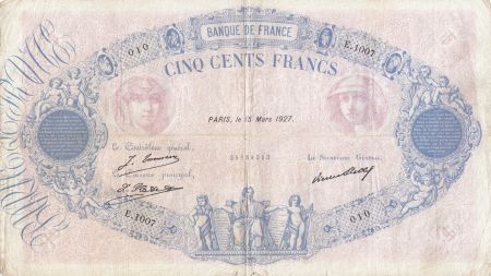 France 500 Francs Rose et Bleu - 15-03-1927 - Série E.1007