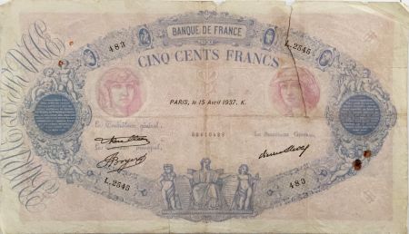 France 500 Francs Rose et Bleu - 15-04-1937 Série L.2545 - B
