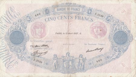 France 500 Francs Rose et Bleu - 15-04-1937 Série Z.2549 - PTB