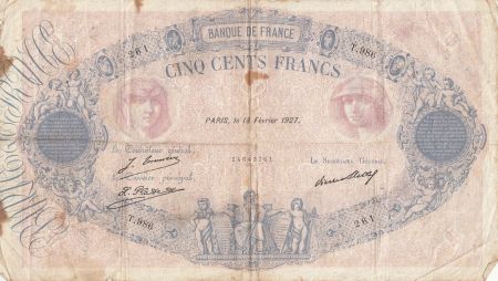 France 500 Francs Rose et Bleu - 18-02-1927 - Série T.986