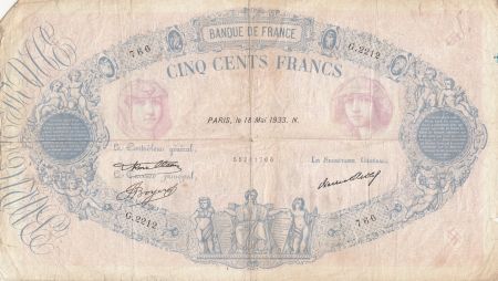 France 500 Francs Rose et Bleu - 18-05-1933 - Série G.2212