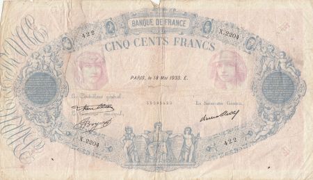 France 500 Francs Rose et Bleu - 18-05-1933 - Série X.2204