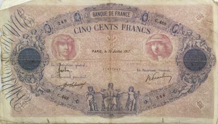 France 500 Francs Rose et Bleu - 19-07-1917 Série C.468 - PTB