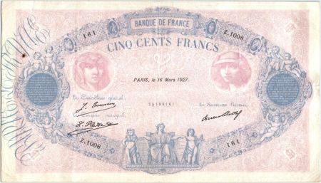 France 500 Francs Rose et Bleu - 1927 - Z.1008