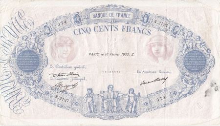 France 500 Francs Rose et Bleu - 1933 N.2127