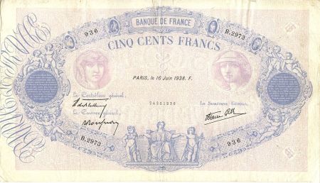 France 500 Francs Rose et Bleu - 1938