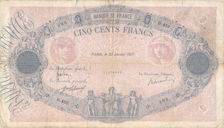 France 500 Francs Rose et Bleu - 23-01-1917 Série D.452 - B