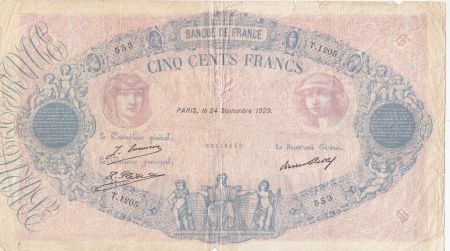 France 500 Francs Rose et Bleu - 24-09-1929 - Série T.1205