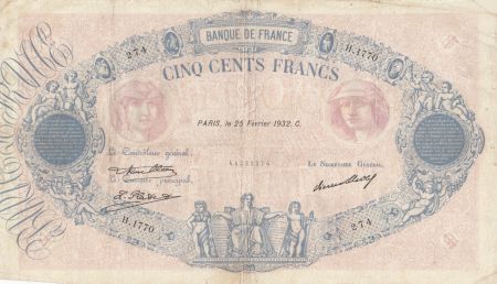 France 500 Francs Rose et Bleu - 25-02-1932 Série H.1770