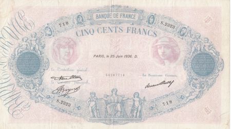 France 500 Francs Rose et Bleu - 25-06-1936 Série S.2323 - TB +