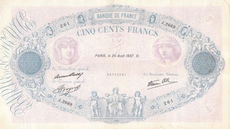 France 500 Francs Rose et Bleu - 26-08-1937 Série J.2669 - TB+