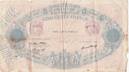 France 500 Francs Rose et Bleu - 27-04-1933 - Série P.2197