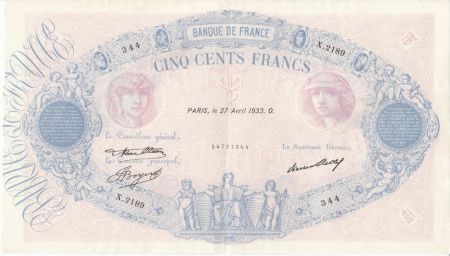 France 500 Francs Rose et Bleu - 27-04-1933 Série X.2189