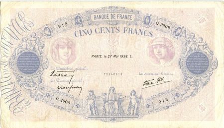 France 500 Francs Rose et Bleu - 27/05/1938 Série Q2906