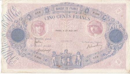 France 500 Francs Rose et Bleu - 27-08-1917 Série P.500
