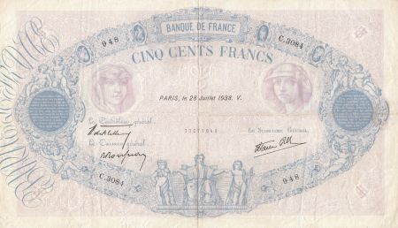 France 500 Francs Rose et Bleu - 28/07/1938 Série C3084