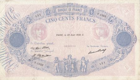 France 500 Francs Rose et Bleu - 28-08-1930 - Série V.1353 - TB+