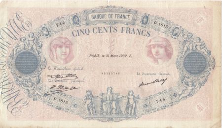 France 500 Francs Rose et Bleu - 31-03-1932 Série D.1815
