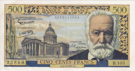 France 500 Francs Victor Hugo - 04-09-1958 Série B.103