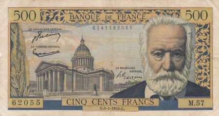 France 500 Francs Victor Hugo - 06-01-1955 Série M.57 - TB