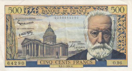France 500 Francs Victor Hugo - 06/02/1958 - Série O.96