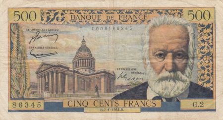 France 500 Francs Victor Hugo - 07-01-1954 Série G.2 - TB+